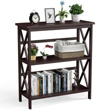 Load image into Gallery viewer, 3-Tier Bookshelf Wooden Open Storage Bookcase for Home Office-Coffee