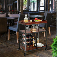 Load image into Gallery viewer, 3 Tier Storage Bar Serving Cart with Wine Rack