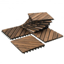 Load image into Gallery viewer, 11 PCS Interlocking Wood Deck Tiles Patio Pavers Tiles Diagonal Floor
