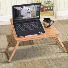 Load image into Gallery viewer, Portable Bamboo Laptop Desk Table with Drawer