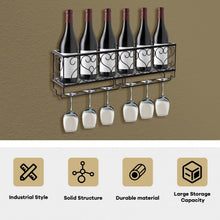 Load image into Gallery viewer, Wall Mounted Metal Wine Rack Wine Bottle Storage