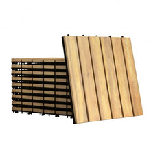Load image into Gallery viewer, 10 PCS 12" x 12" Acacia Wood Interlocking Stripe Deck Tiles