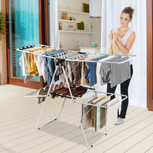 Load image into Gallery viewer, 2-Level Foldable Clothes Drying with Height-Adjustable Gullwing