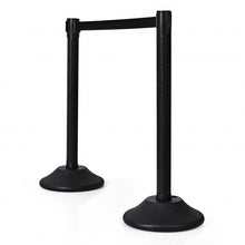 Load image into Gallery viewer, 2 Pcs Stanchion Post Crowd Control Barriers Queue Pole w/Retractable Belt-Black