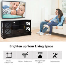 Load image into Gallery viewer, Glass Door TV Stand with Drawer Storage Shelves-Brown