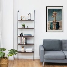 Load image into Gallery viewer, 5-Tier Metal Frame Ladder Shelf -Brown