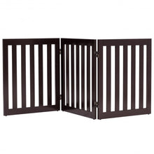 Load image into Gallery viewer, 24'' Folding Standing 3 Panels Wood Pet Fence-Brown