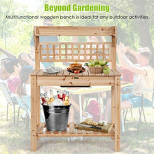 Load image into Gallery viewer, Garden Potting Bench Workstation Table with Sliding Tabletop Sink Shelves