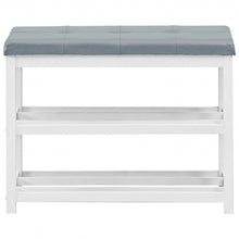 Load image into Gallery viewer, 2-Tier Wooden Shoe Rack Bench with Padded Seat-White