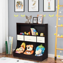 Load image into Gallery viewer, Freestanding Combo Cubby Bin Storage Organizer Unit W/3 Baskets-Brown