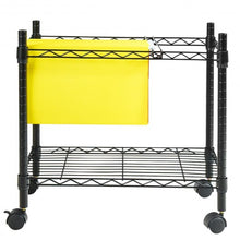 Load image into Gallery viewer, Metal Rolling File Cart for Folder Storage-Black