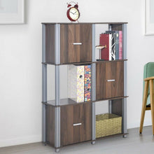 Load image into Gallery viewer, 3-Tier 6 Cubes Storage Shelf Cabinet-Walnut