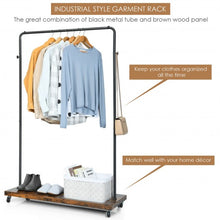 Load image into Gallery viewer, Industrial Pipe Style Rolling Garment Rack on Wheels