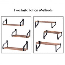 Load image into Gallery viewer, Set of 3 Wall Mount Floating Shelves Rustic Wood Storage Shelves