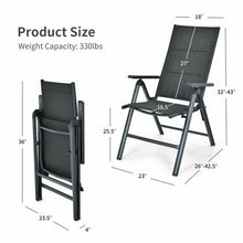 Load image into Gallery viewer, 2PCS Patio Folding Dining Chairs Aluminum Padded Adjustable Back-Gray