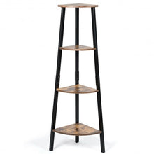 Load image into Gallery viewer, 4-Tier Corner Shelf Metal Storage Rack Bookcase Plant Display Stand