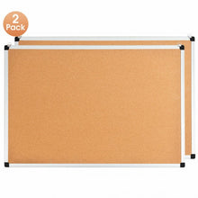 Load image into Gallery viewer, 24" x 36" Aluminum Framed Cork Board Bulletin Board with 12 Pins-2 Pack
