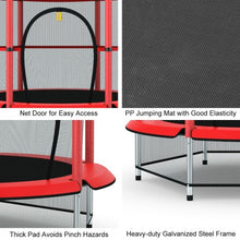 Load image into Gallery viewer, 55" Youth Jumping Round Trampoline with Safety Pad Enclosure-Red