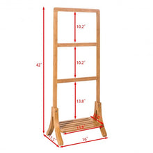 Load image into Gallery viewer, Free Standing Bamboo Towel Rack with Bottom Shelf