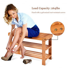 Load image into Gallery viewer, 3 Tier Bamboo Bench Storage Shoe Shelf-Natural