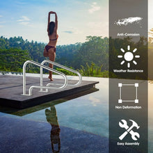 Load image into Gallery viewer, 2 Pcs Stainless Steel Hand Rail Set with Quick Mount Base for Swimming Pool in Summer