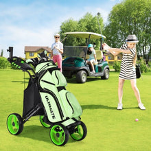 Load image into Gallery viewer, Lightweight Foldable Collapsible 4 Wheels Golf Push Cart-Green