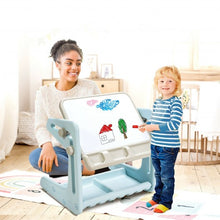 Load image into Gallery viewer, 2 in 1 Kids Easel Table and Chair Set with Adjustable Art Painting Board-Blue
