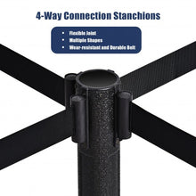 Load image into Gallery viewer, 2 Pcs Stanchion Post Crowd Control Barriers Queue Pole w/Retractable Belt-Black