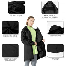 Load image into Gallery viewer, Hooded Women's Wind & Waterproof Trench Rain Jacket-Black-L