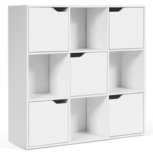 Load image into Gallery viewer, 9 Cube Storage Wood Divider Bookcase-White