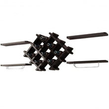 Load image into Gallery viewer, Set of 5 Wall Mount Wine Rack Set with Storage Shelves-Black