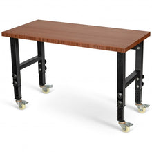 Load image into Gallery viewer, 48"×24" Adjustable Height Workbench Mobile Tool Bench Bamboo Top w/Caster-CF