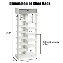 Load image into Gallery viewer, Wooden Free Standing Shoe Storage Shelf with Fabric Drawer-White