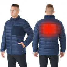 Load image into Gallery viewer, Electric USB Men’s Down Heated Jacket Thermal Stand Collar Coat-Navy-XXXL