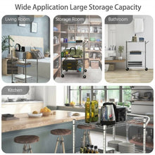 Load image into Gallery viewer, 3-Tier Utility Cart Heavy Duty Wire Rolling Cart with Handle Bar Storage Trolley