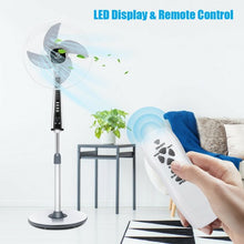 Load image into Gallery viewer, 15" 4 Blades 3-Speed Height Adjustable Remote Control Pedestal Fan