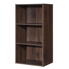 Load image into Gallery viewer, 3 Open Shelf Bookcase Modern Storage Display Cabinet-Walnut