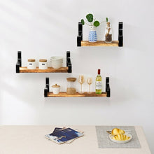 Load image into Gallery viewer, Rustic Wood Wall-Mounted Floating Shelves Set of 3