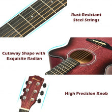 Load image into Gallery viewer, 40" Full Size Cutaway Acoustic Guitar Starter Guitarra Bundle Kit -Red