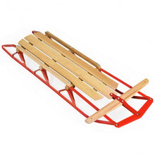 Load image into Gallery viewer, 54" Kids Wooden Snow Sled w/ Metal Runners & Steering Bar