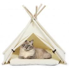 Load image into Gallery viewer, Indoor Pet Teepee Dog Puppy Cat Bed Portable Canvas Tent and House with Cushion