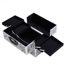 Load image into Gallery viewer, 14" x 9" x 10" Aluminum Makeup Case Cosmetic Organizer-Zebra