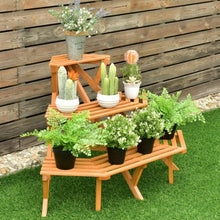 Load image into Gallery viewer, 3 Tiers Wooden Corner Plant Ladder Pot Holder Rack