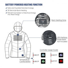 Load image into Gallery viewer, Hooded Electric USB Women�s Down Heated Jacket-Black-L
