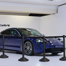 Load image into Gallery viewer, 2 Pcs Stanchion Post Crowd Control Barriers Queue Pole w/Retractable Belt-Black