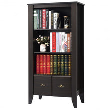Load image into Gallery viewer, 3 Shelf Adjustable Antique Organizer Bookcase with 2 Drawers