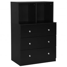 Load image into Gallery viewer, 3 Drawer Dresser with Cubbies Storage Chest for Bedroom Living Room-Black