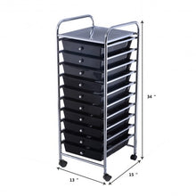 Load image into Gallery viewer, 10 Drawer Rolling Storage Cart Organizer-Black