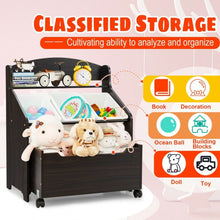 Load image into Gallery viewer, Kids Wooden Toy Storage Unit Organizer w/ Rolling Toy Box & Plastic Bins-CF