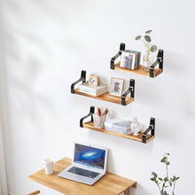 Load image into Gallery viewer, Rustic Wood Wall-Mounted Floating Shelves Set of 3